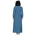 A-line abaya with potli buttons on front panel - French blue A-line abaya with potli buttons on front panel - French blue